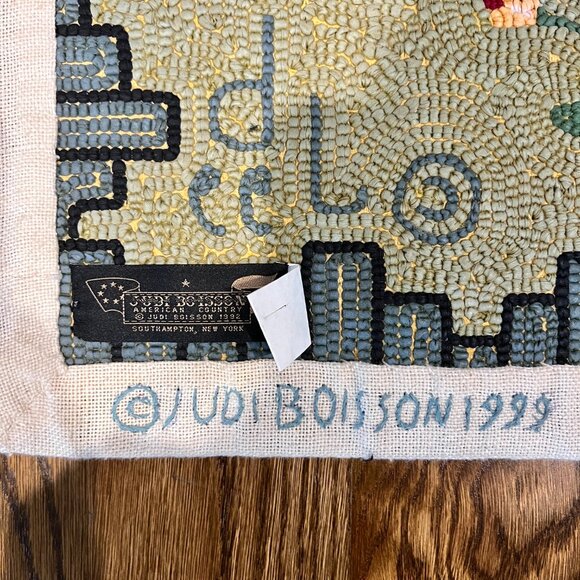 Judi Boisson American Country Hand Hooked Rug Apple Tree Bunny 40 x 30 90's - Picture 5 of 7